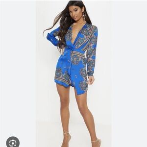 Missguided Blue Paisley Mini Dress